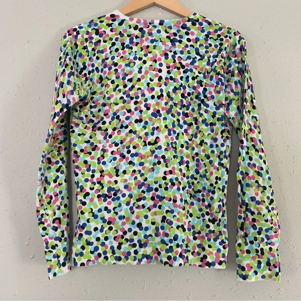 August Silk Multicolor Colorful Polka Dot Rainbow Fitted Notched Collar Cardigan